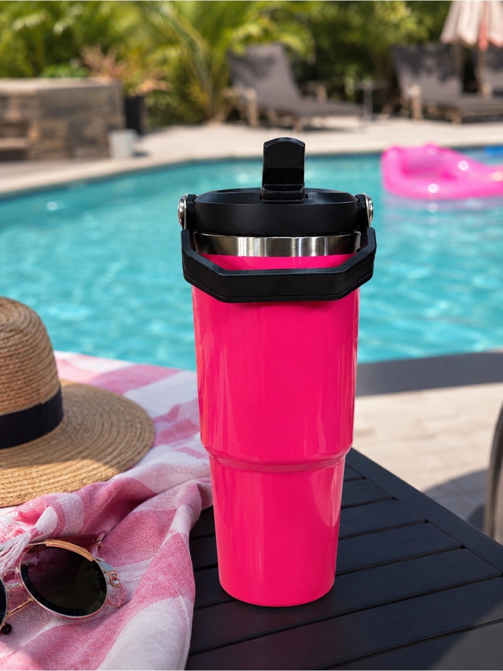 30 oz Neon Pink IceFlow Flip Straw Tumbler